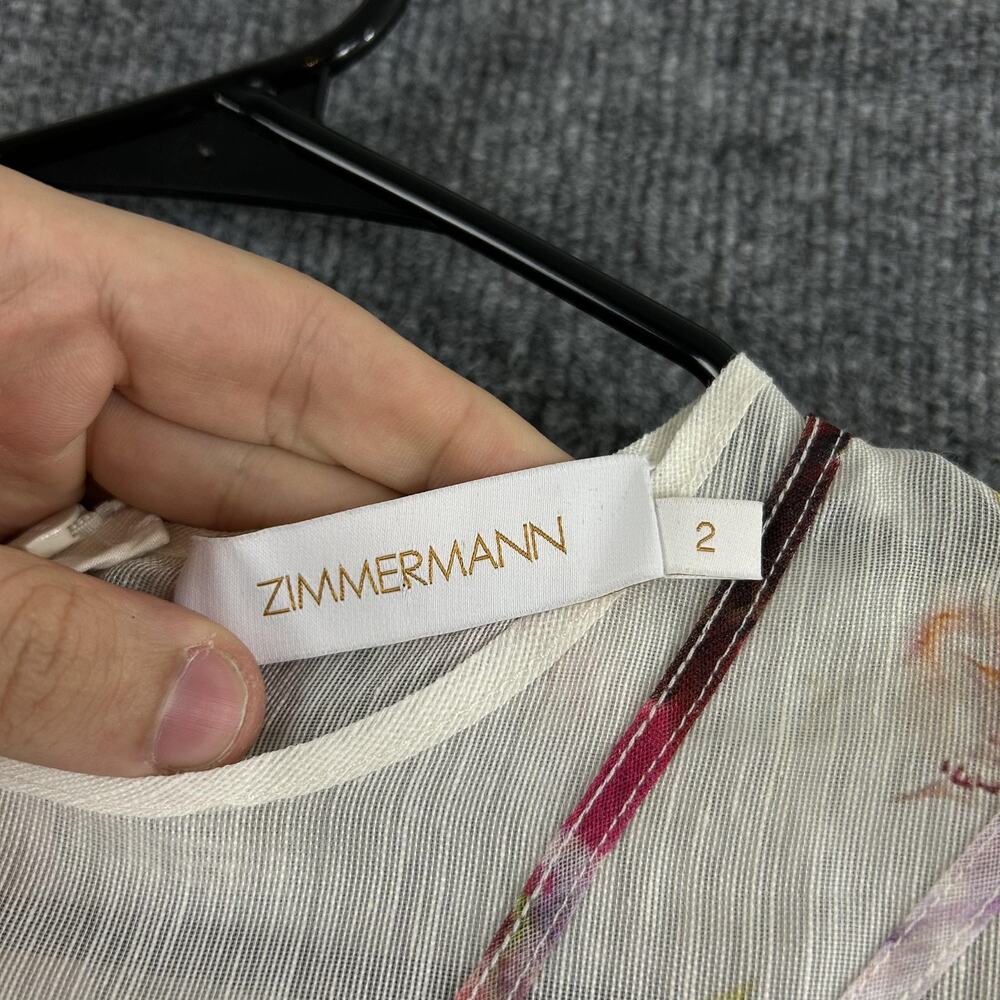 Zimmermann Dress 2 Prima Paneled Floral Silk Linen Organza Mini Romantic Luxury - Picture 10 of 16